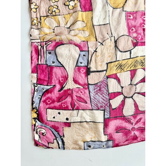 Unbranded Pink Purple Modernist Abstract Silk Chiffon 34" x 31" Square Scarf - Picture 5 of 11